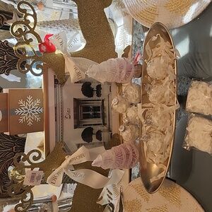 Handcrafted Xmas Bundle 4 Ornaments,  1 Reindeer W/Bow, 1 Xmas Tree & Garland